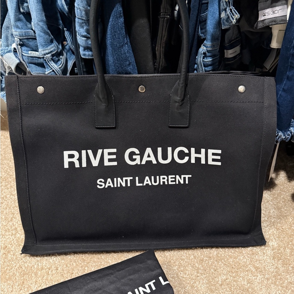 **sold** Authentic Saint Laurent Black Rive Gauche Tote